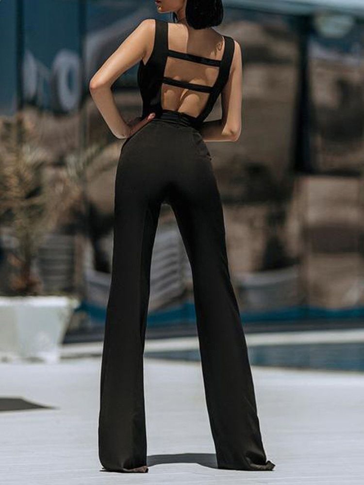 Mote Ryggløs Full Lengde Rett Slim Jumpsuit