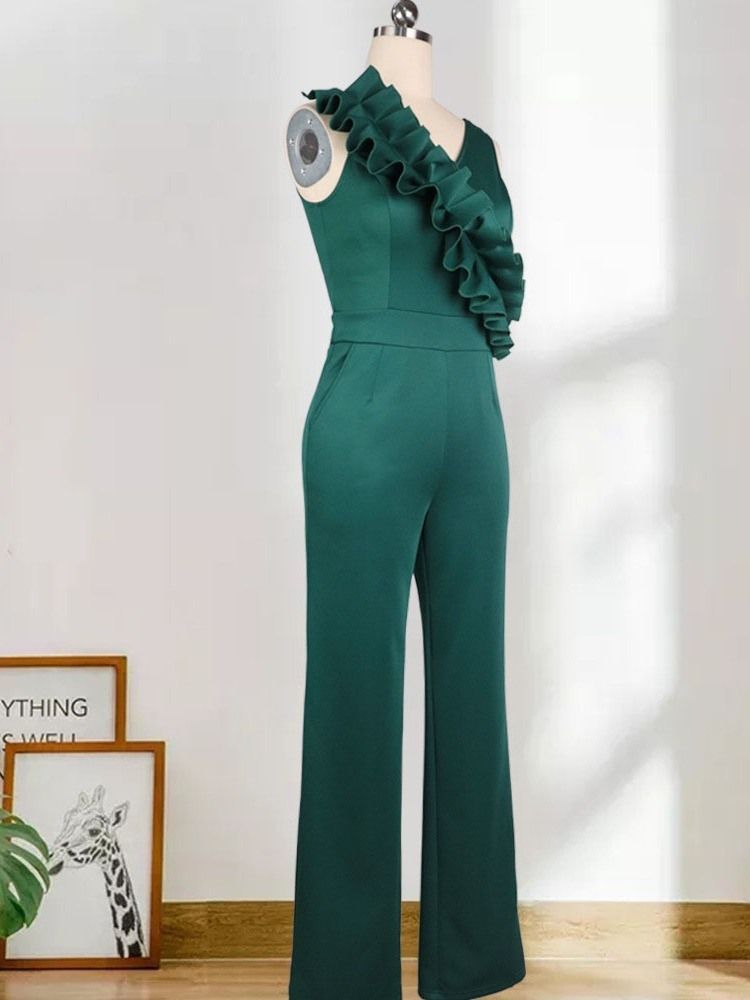 Mote Vanlig Plissert Midje Slim Jumpsuit For Kvinner