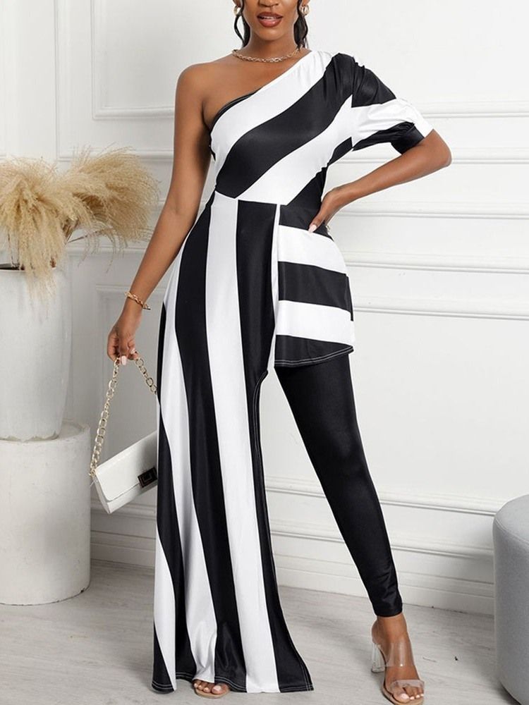 Office Lady Asymmetrisk Full Lengde Rett Slim Jumpsuit For Kvinner