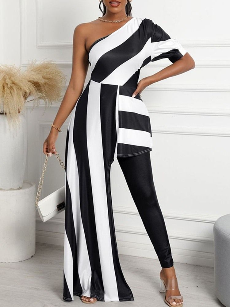 Office Lady Asymmetrisk Full Lengde Rett Slim Jumpsuit For Kvinner