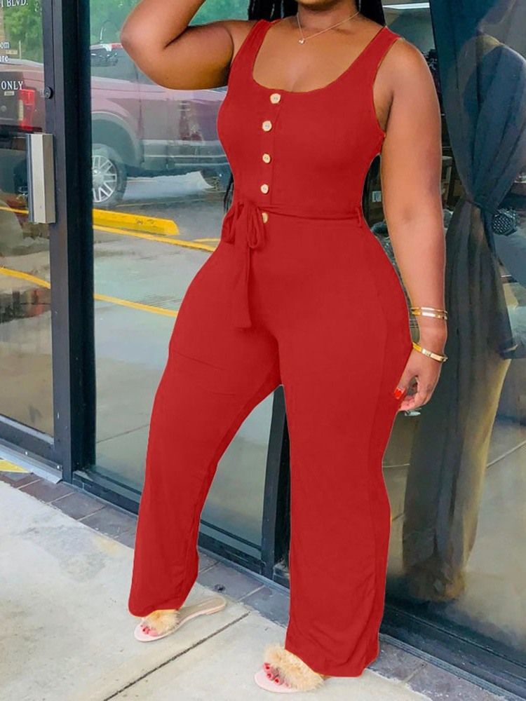 Office Lady Full Lengde Vanlig Rett Slim Jumpsuit For Kvinner