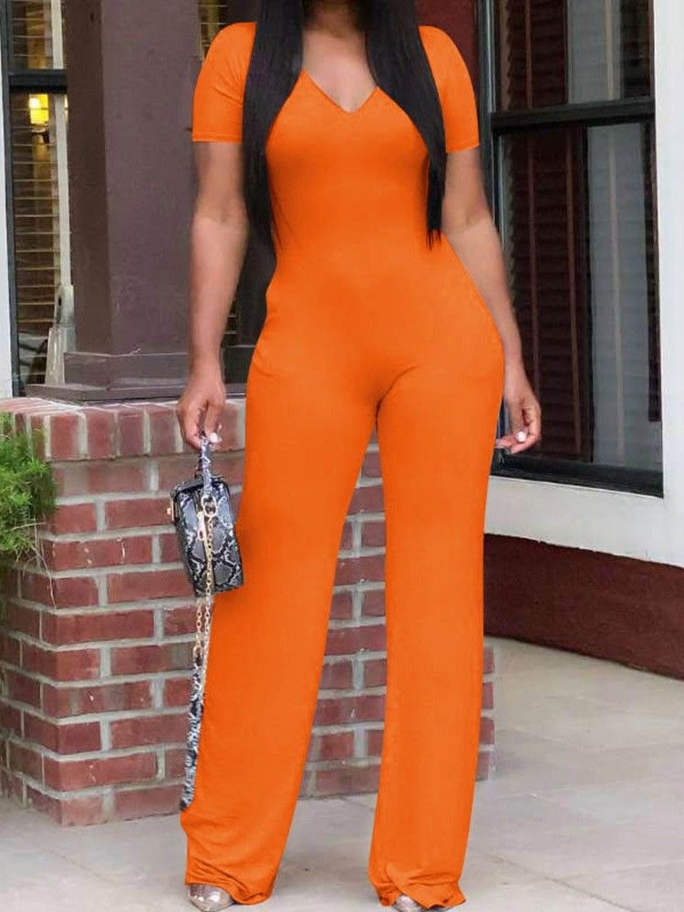 Office Lady Vanlig Full Lengde Rett Slim Jumpsuit For Kvinner