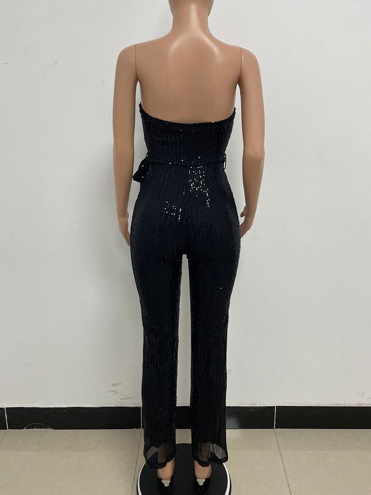 Paljetter Western Plain Høy Midje Rett Jumpsuit