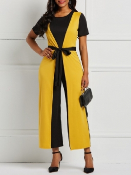 Patchwork Color Block Vanlig Jumpsuit For Kvinner