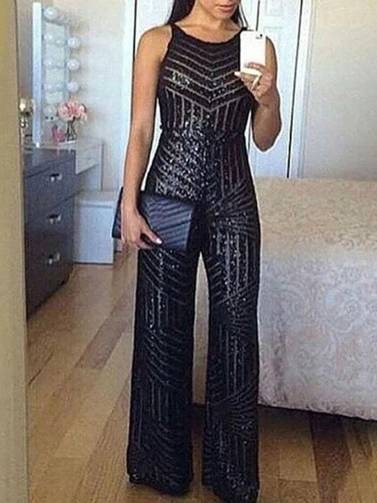 Patchwork Full Lengde Western Slim Straight Jumpsuit