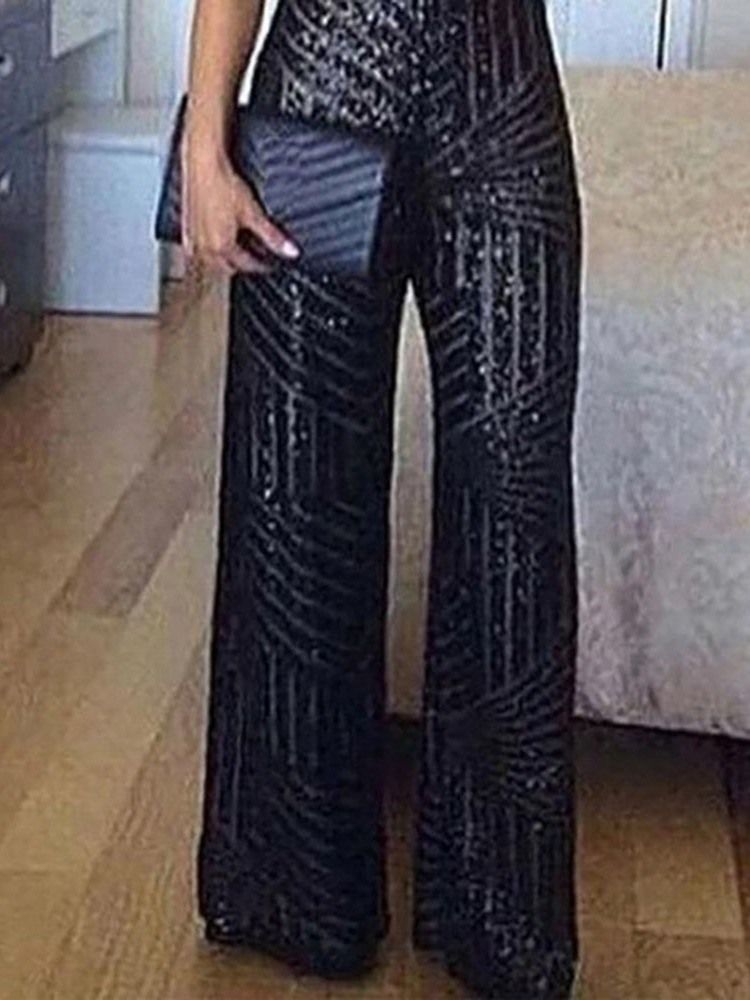 Patchwork Full Lengde Western Slim Straight Jumpsuit