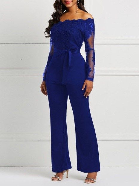 Patchwork Lace-Up Blonde Slim Brede Ben Jumpsuit For Kvinner