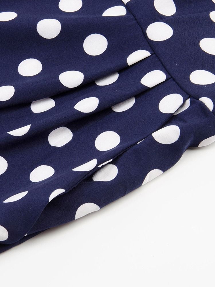 Polka Dots Beltestropp Slim Jumpsuit Med Vidde Ben