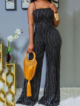 Polka Dots Office Lady Full Lengde Slank Rett Jumpsuit For Kvinner