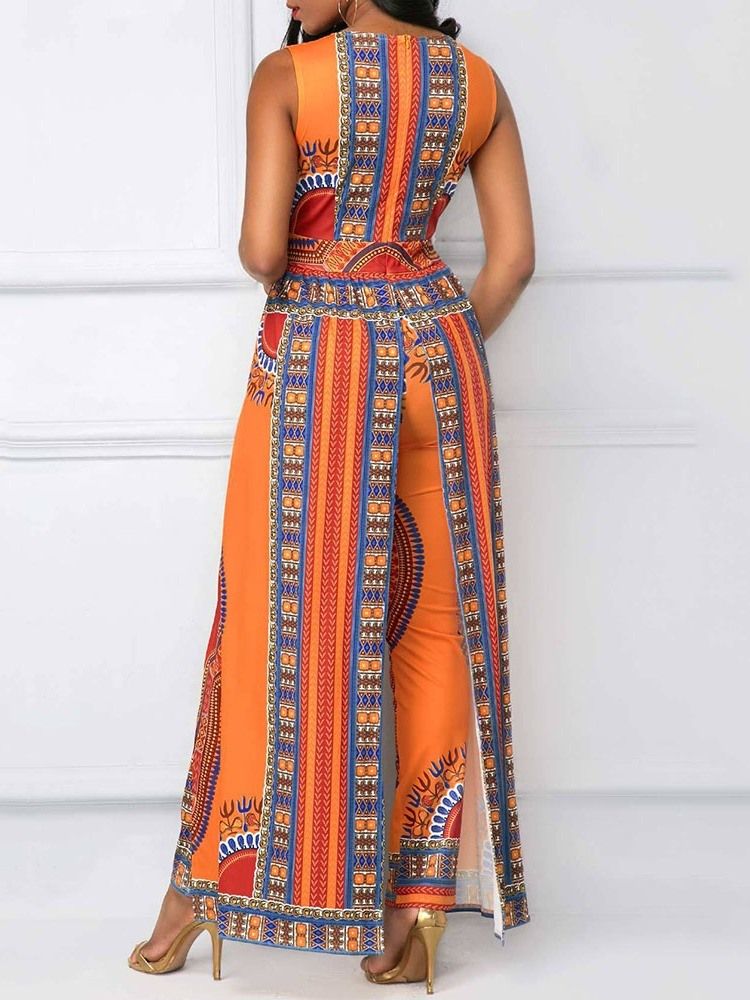 Print Full Length Fashion Pencil Bukser Slim Jumpsuit For Kvinner