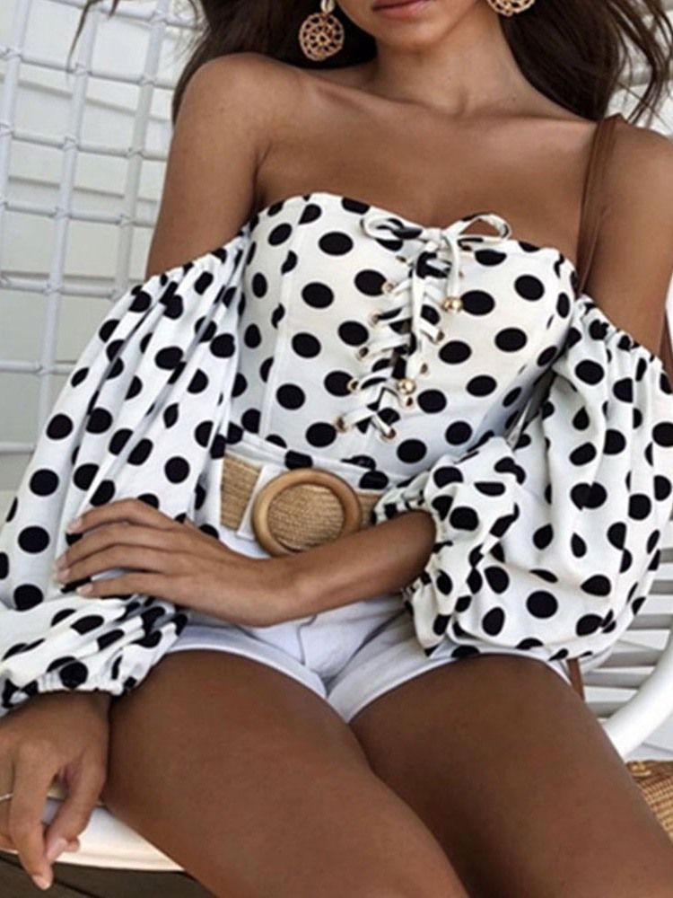 Print Shorts Polka Dots Slim Jumpsuit For Kvinner