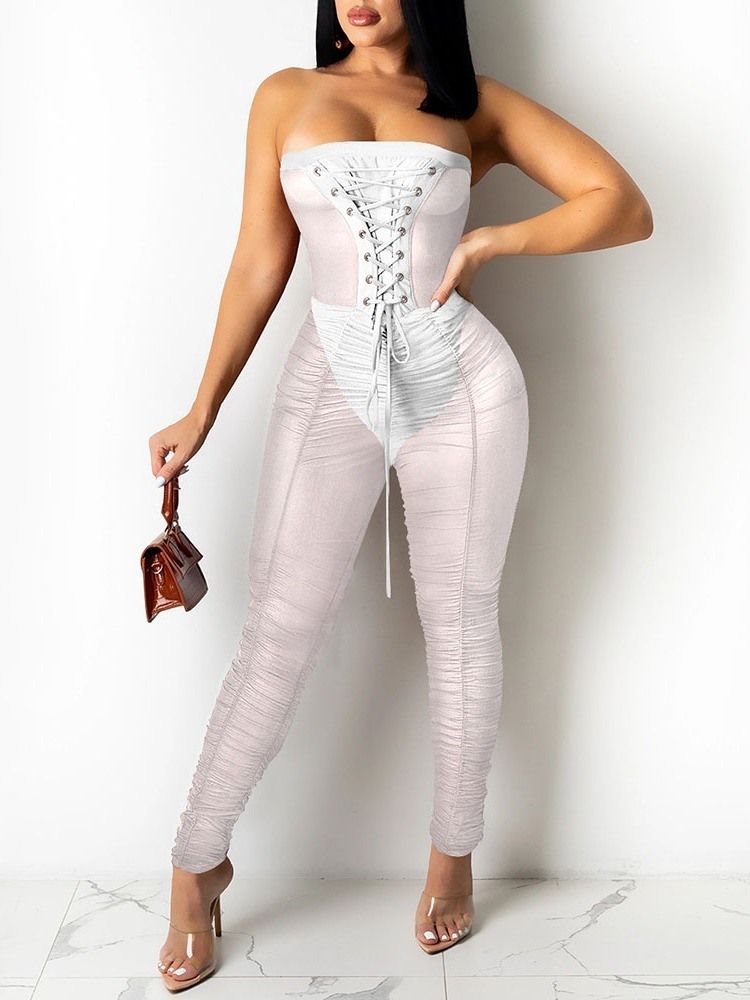 Ryggløs Full Lengde Vanlig Skinny Pencil Bukser Dame Jumpsuit