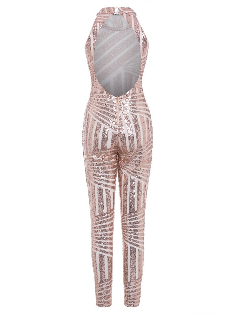 Ryggløse Paljetter Vanlig Jumpsuit