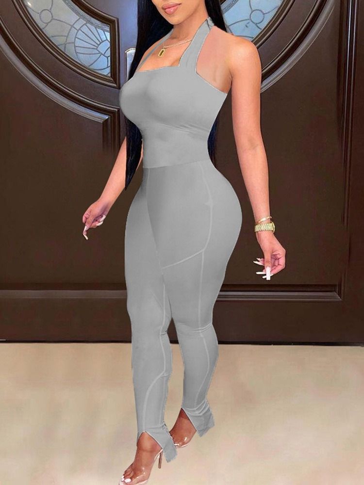 Sexy Ensfarget Skinny Jumpsuit For Kvinner I Full Lengde