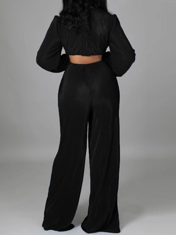 Sexy Full Lengde Vanlig Høy Midje Slim Jumpsuit