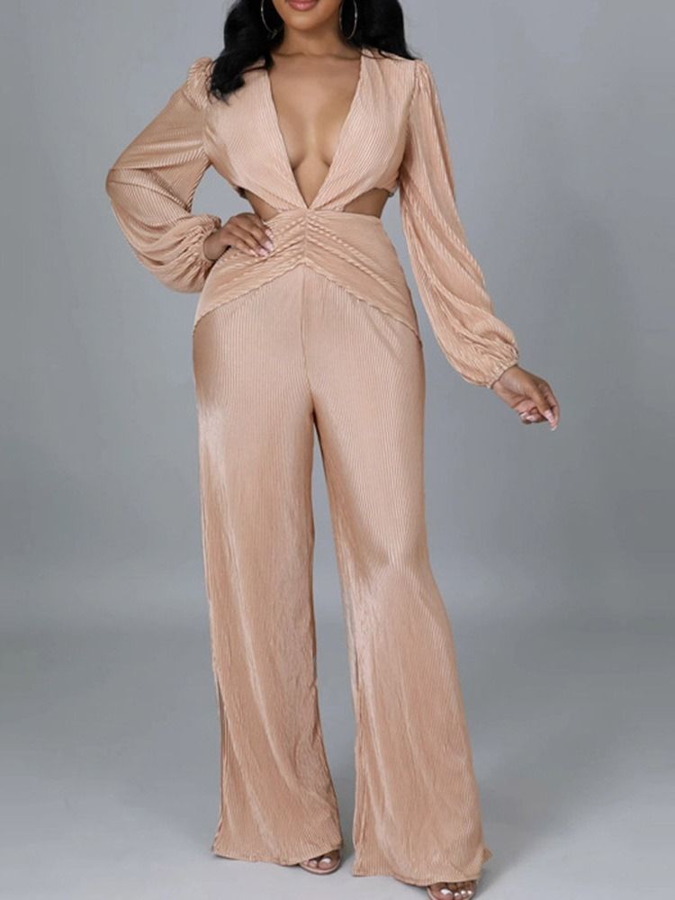 Sexy Full Lengde Vanlig Høy Midje Slim Jumpsuit