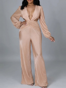 Sexy Full Lengde Vanlig Høy Midje Slim Jumpsuit