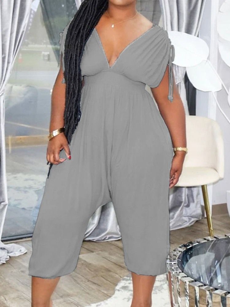 Sexy Plissert Slank Jumpsuit For Kvinner Mellom Leggen