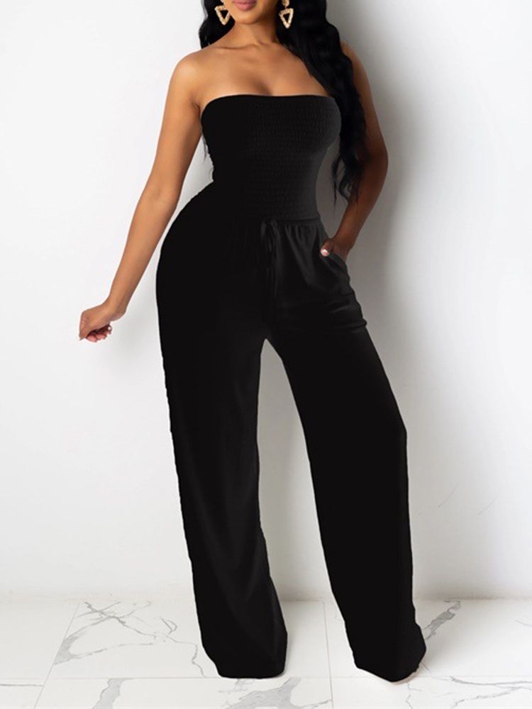 Sexy Ryggløs Løs Jumpsuit Med Midt Midje