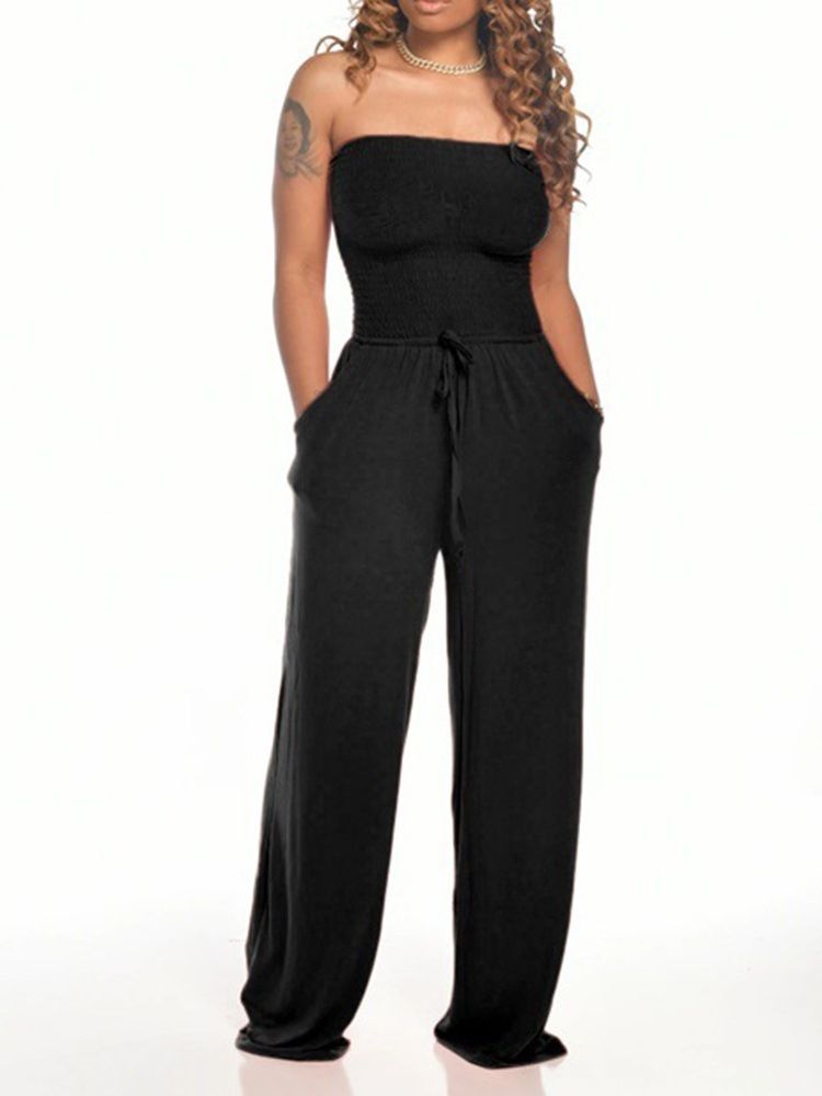 Sexy Ryggløs Løs Jumpsuit Med Midt Midje