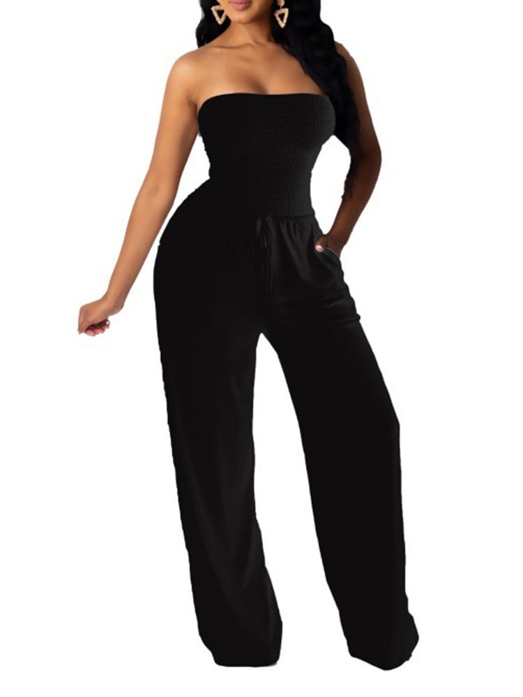 Sexy Ryggløs Løs Jumpsuit Med Midt Midje