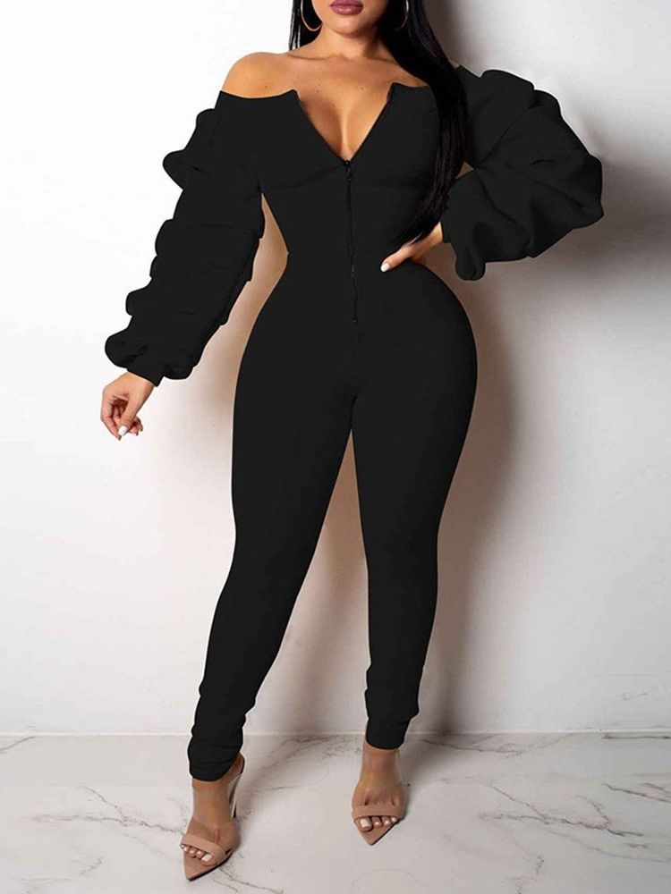 Sexy Vanlig Plisserte Blyantbukser Skinny Jumpsuit For Kvinner