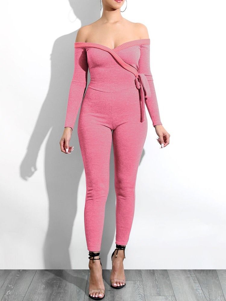 Sexy Vanlig Skinny Jumpsuit Med Snøring