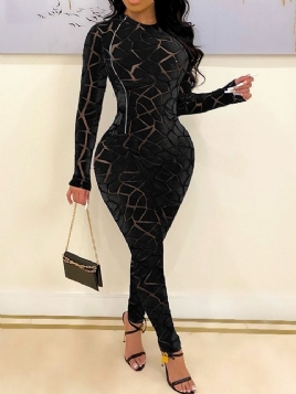 Skinny See-Through Sexy Vanlig Blyant Bukse Jumpsuit