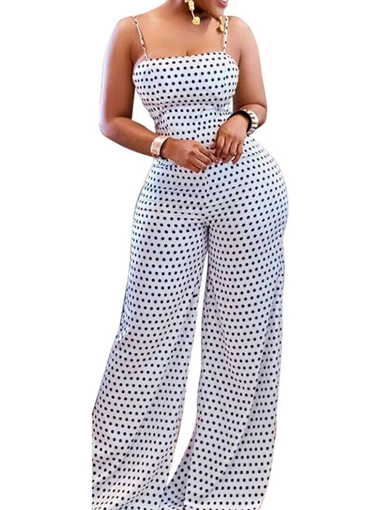 Sløyfe Polka Prikker Stropp Slim Jumpsuit