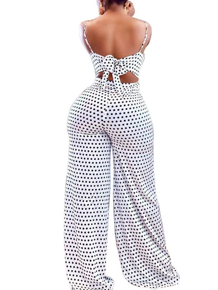 Sløyfe Polka Prikker Stropp Slim Jumpsuit