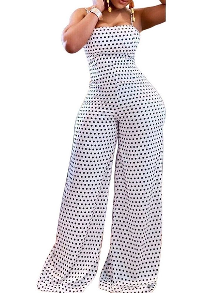 Sløyfe Polka Prikker Stropp Slim Jumpsuit