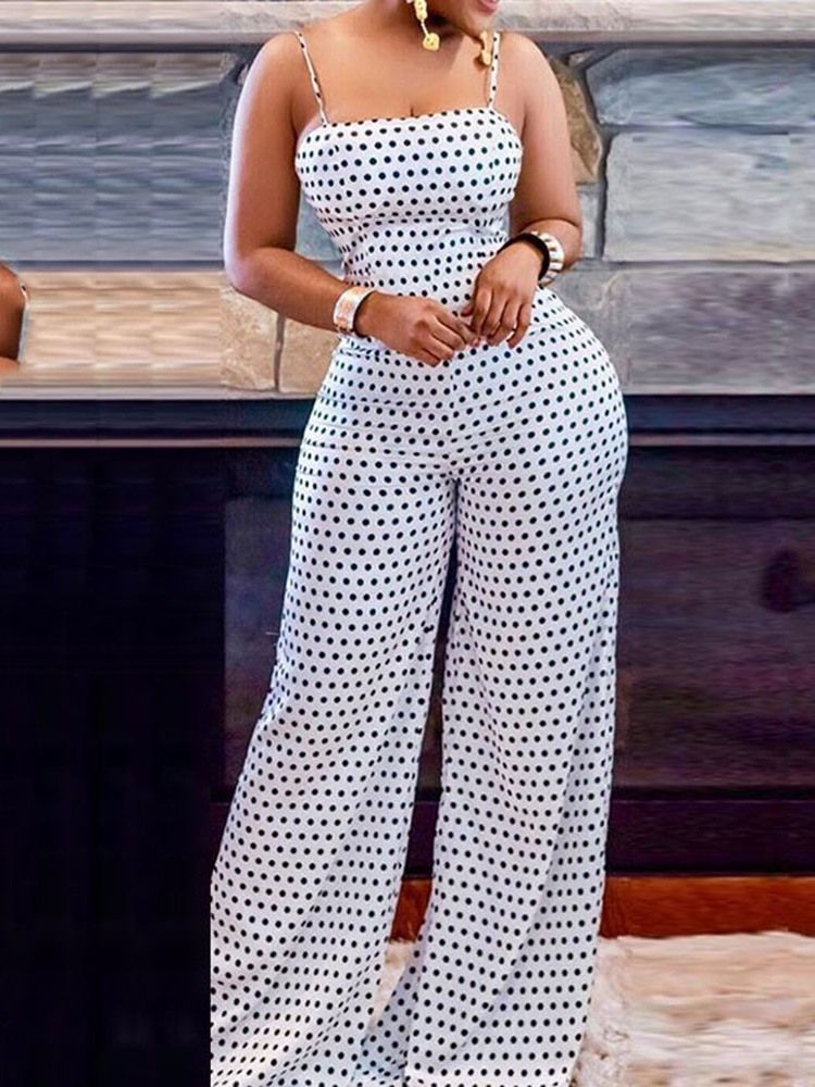 Sløyfe Polka Prikker Stropp Slim Jumpsuit