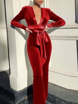 Snøring Full Lengde Mote Slim Høy Midje Jumpsuit