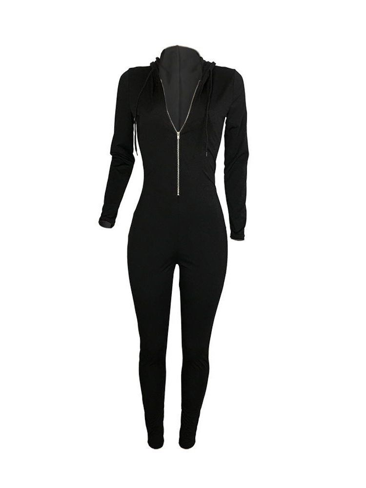 Uformell Glidelås Vanlig Skinny Jumpsuit