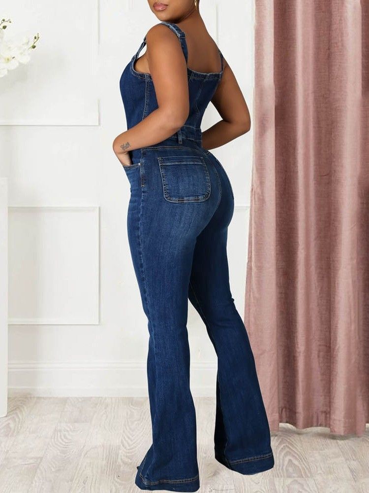 Uformelle Seler Vanlige Slim Bellbottoms Jumpsuit For Kvinner