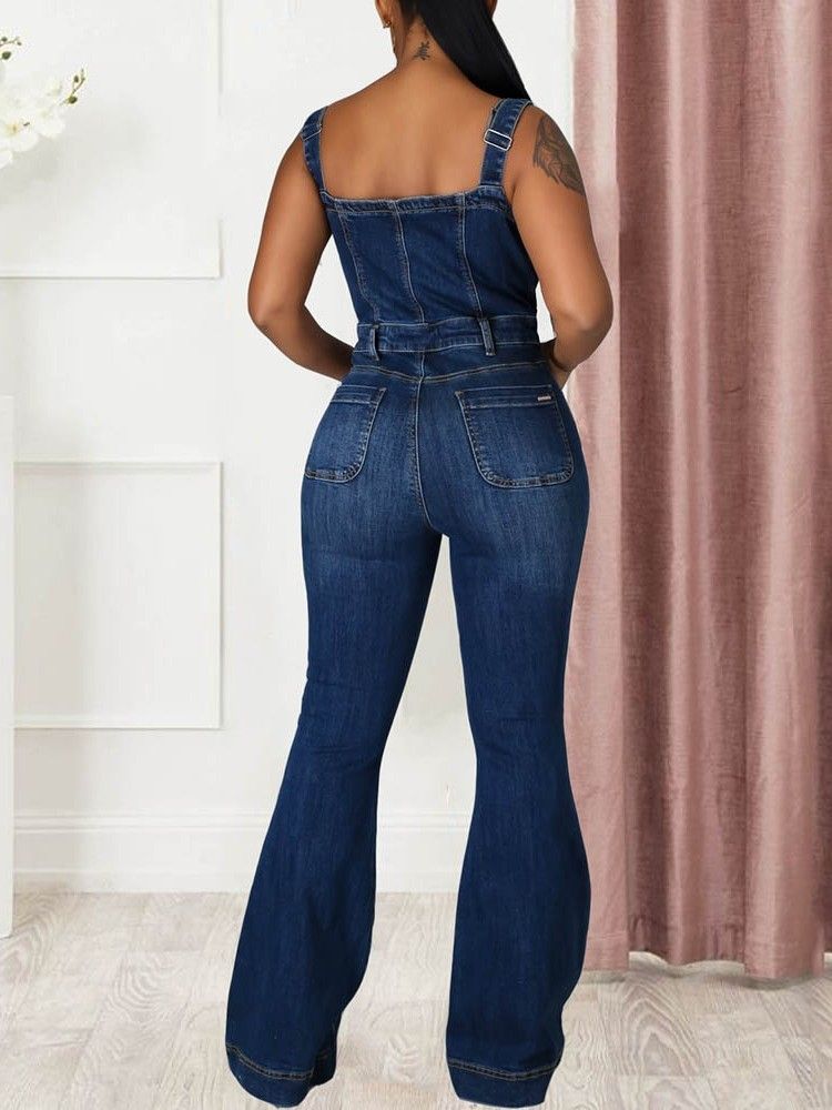 Uformelle Seler Vanlige Slim Bellbottoms Jumpsuit For Kvinner