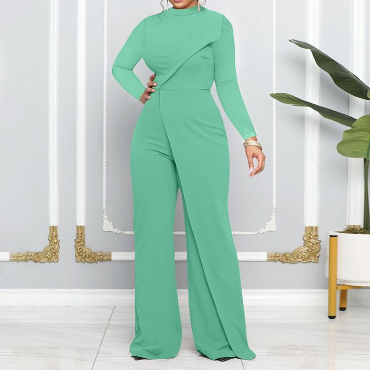 Vanlig Asymmetrisk Mote Midt Midje Rett Jumpsuit