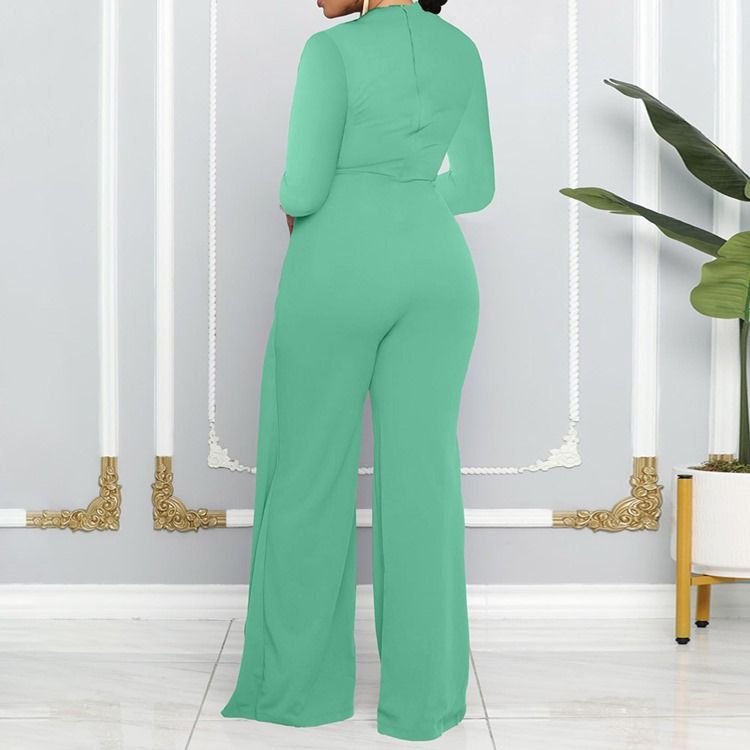 Vanlig Asymmetrisk Mote Midt Midje Rett Jumpsuit