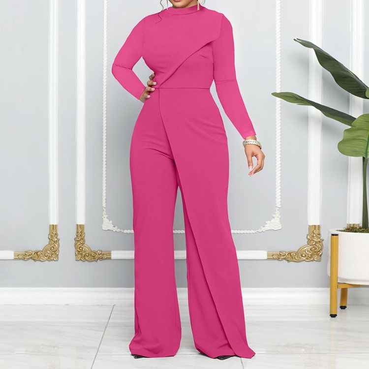 Vanlig Asymmetrisk Mote Midt Midje Rett Jumpsuit