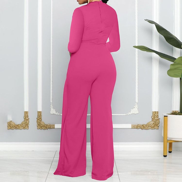 Vanlig Asymmetrisk Mote Midt Midje Rett Jumpsuit