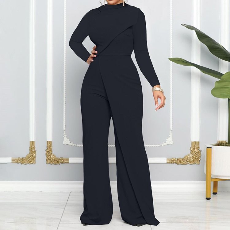 Vanlig Asymmetrisk Mote Midt Midje Rett Jumpsuit