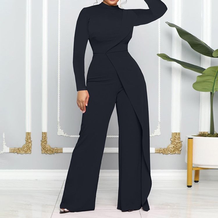 Vanlig Asymmetrisk Mote Midt Midje Rett Jumpsuit