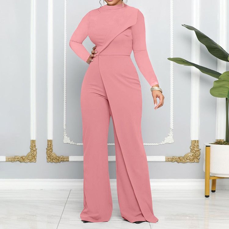 Vanlig Asymmetrisk Mote Midt Midje Rett Jumpsuit