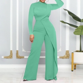 Vanlig Asymmetrisk Mote Midt Midje Rett Jumpsuit