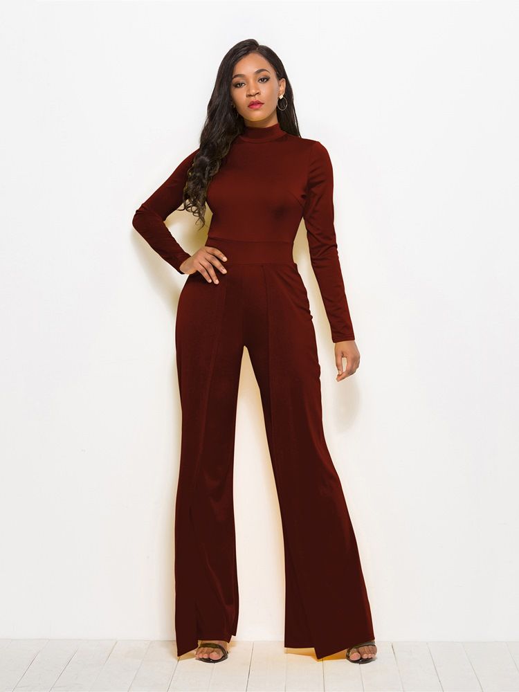 Vanlig Brede Ben Gul Jumpsuit For Kvinner