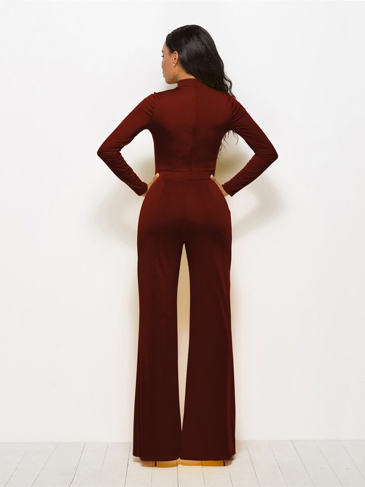 Vanlig Brede Ben Gul Jumpsuit For Kvinner