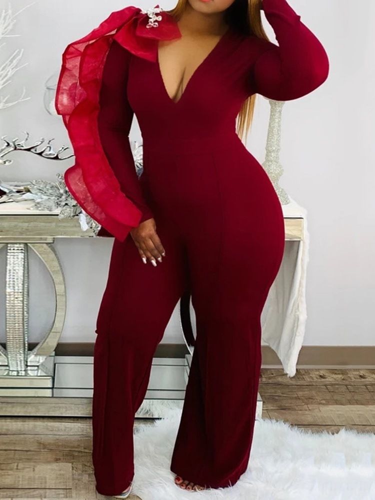 Vanlig Full Lengde Sexy Slank Høy Midje Mote Jumpsuit