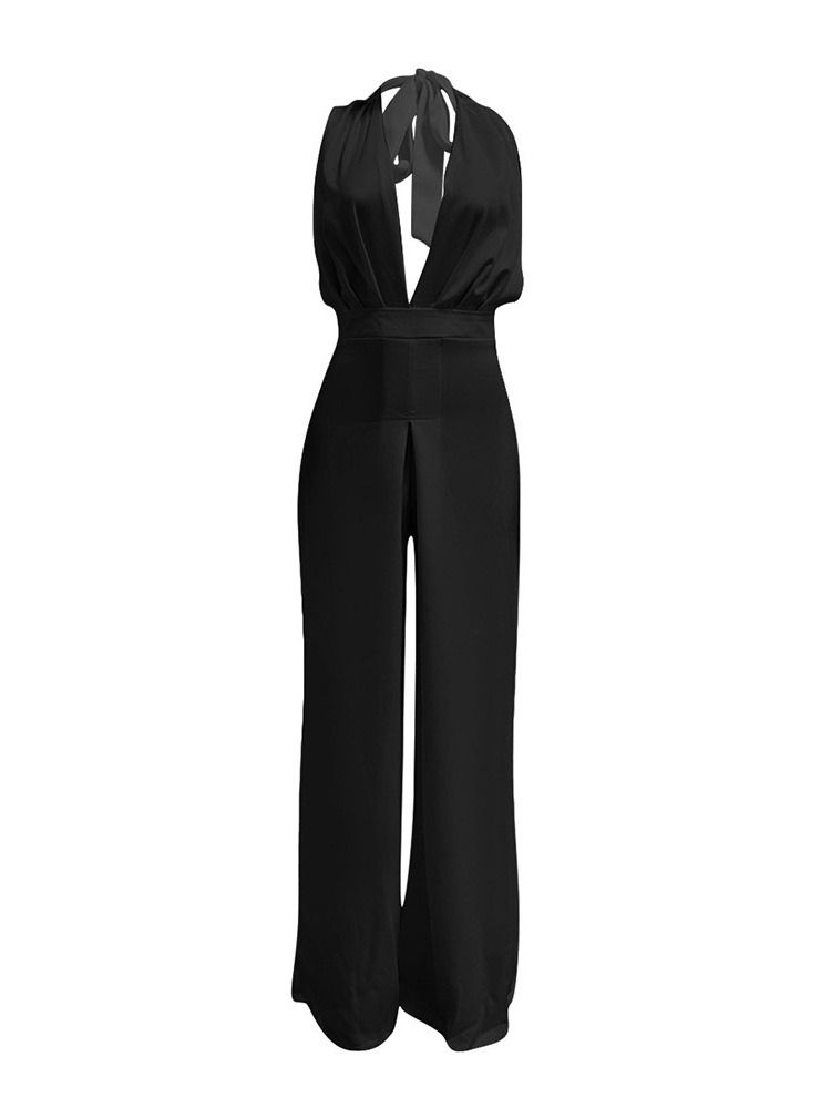 Vanlig Full Lengde Vestlige Brede Ben Slim Jumpsuit