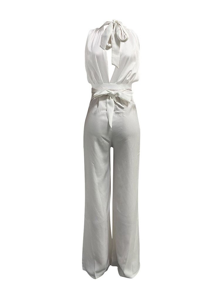 Vanlig Full Lengde Vestlige Brede Ben Slim Jumpsuit