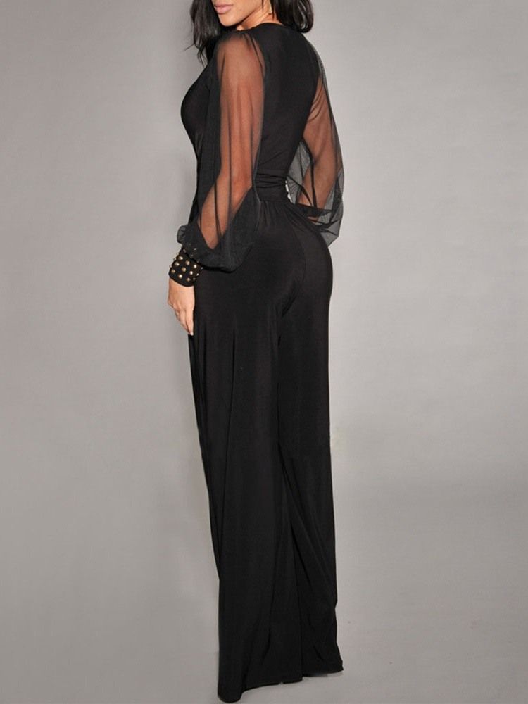 Vanlig Hellengde Slim Jumpsuit For Kvinner Mote